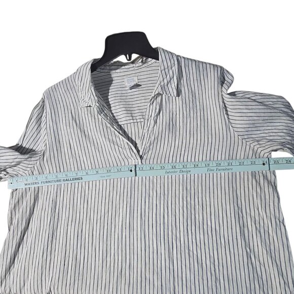 Sigrid Olsen Womens Sz 1X Striped Button Detail 3/4 Sleeve Tunic Top 100% Linen - Picture 9 of 15